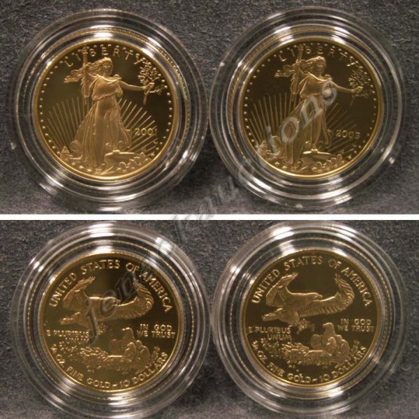 LOT (2) 2001-W AND 2002-W AMERICAN EAGLE GOLD