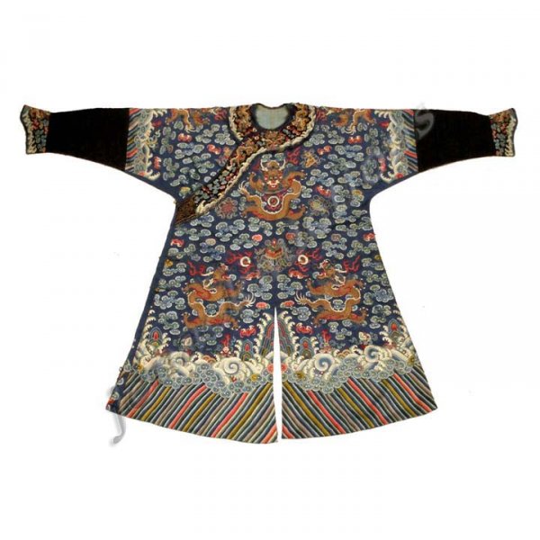 CHINESE KESI EMBROIDERED SILK DRAGON ROBE