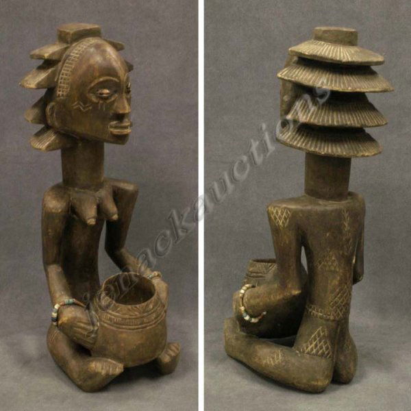 LUBA CULTURE, D.R. CONGO, BOWL FIGURE: LUBA CULTURE, D.R. CONGO, BOWL FIGURE. HEIGHT 22"
