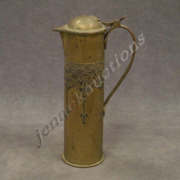 SHELL ART SILVER/COPPER INLAID BRASS PITCHER