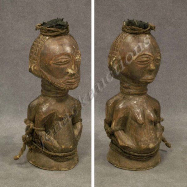 HEMBA CULTURE, D.R. CONGO, JANUS FIGURE: HEMBA CULTURE, D.R. CONGO, JANUS FIGURE. HEIGHT 10"