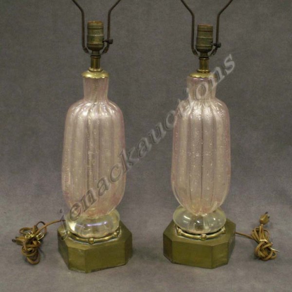 PAIR MURANO/VENETIAN ART GLASS TABLE LAMPS