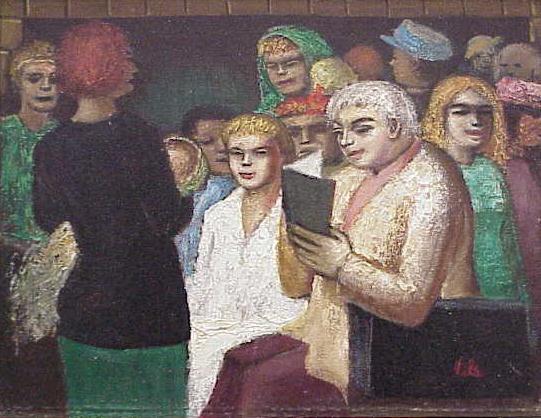 OIL ON CANVAS, ALBERT PELS: OIL ON CANVAS BACKED BY MASONITE, "THE WAITING ROOM", SIGNED PELS (ALBERT, AMERICAN 1910-2002) INV# 419. 11 X 14" PROVENANCE: ESTATE OF THE ARTIST