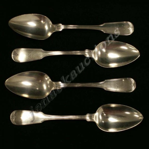 LOT (4) WOOD AND HUGHES/NEW YORK SILVER TABLESPOO