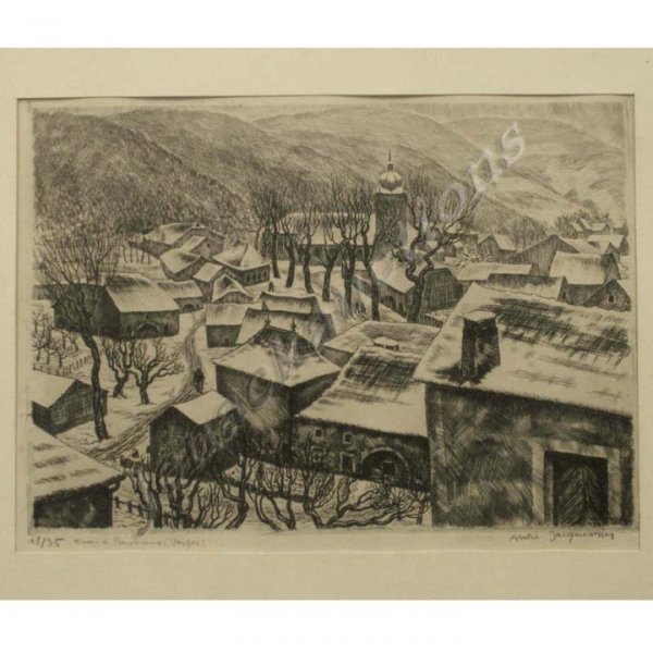 ETCHING, "HIVER A' PAUXEUS (VARGES)", SIGNED
