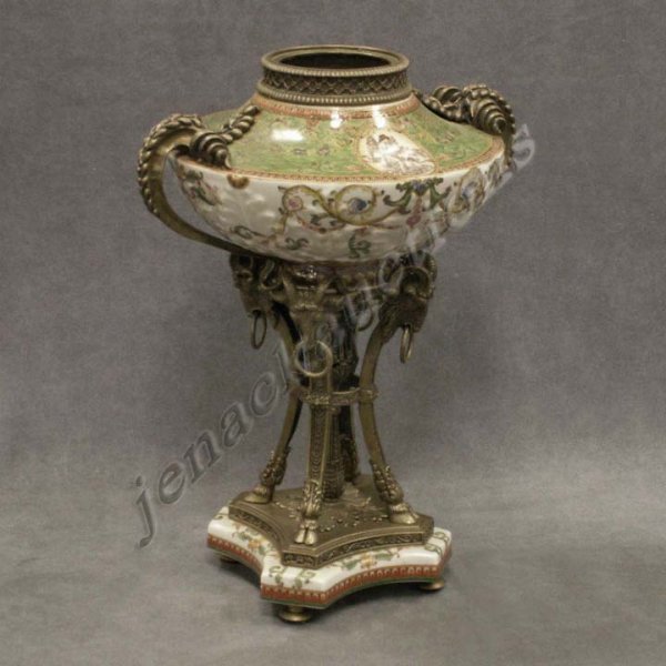 FRENCH STYLE BRONZE MOUNTED PORCELAIN URN