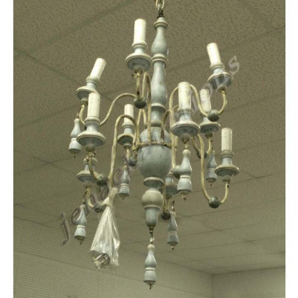 ITALIAN CARVED & PAINTED WOOD CHANDELIER