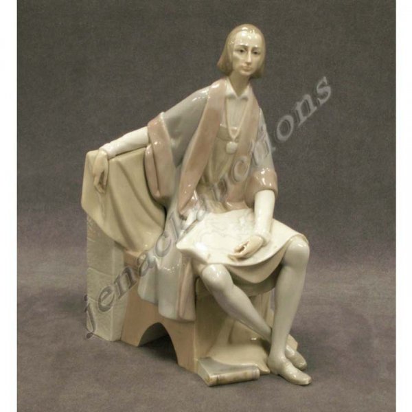 LLADRO PORCELAIN FIGURAL BOOKEND, COLUMBUS