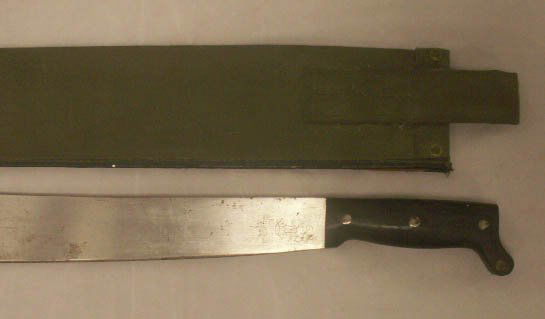 U.S. NAVY MK-2 MACHETE/SCABBARD, MARKED LEGITIMUS: U.S. NAVY MK-2 MACHETE/SCABBARD, MARKED LEGITIMUS COLLINS AND CO. 1945. LENGTH 28"