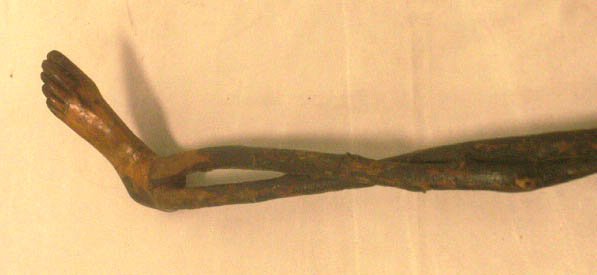 FOLK ART WALKING STICK WITH CARVED HUMAN FOOT