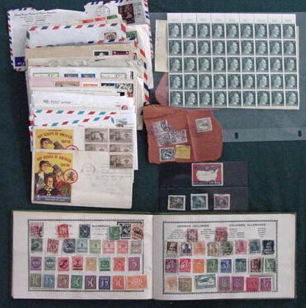 STAMP LOT OLD U.S. ON & OFF PAPER: LOT OLD U.S. ON & OFF PAPER, C4 USED, C5 UNUSED, C-6 S.F. IN (9) ALBUMS, INCLUDING EVERYLAND YOUTH'S STAMP ALBUM; PARCEL POST 4 CENT, 5 CENT, 10 CENT, 25 CENT & ESP 20 CENT; CIGAR BOXES U.S. ON PAPER
