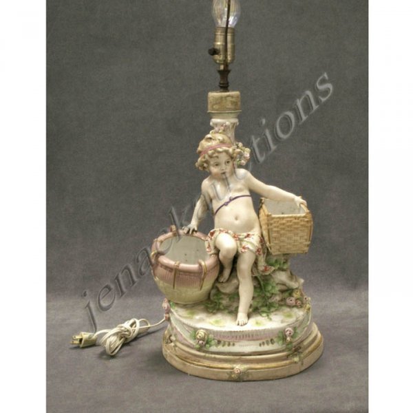 MEISSEN STYLE PORCELAIN FIGURAL TABLE LAMP