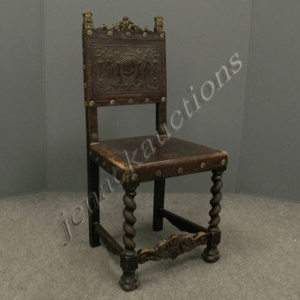CHARLES II STYLE CARVED ORMOLU MOUNTED SIDE CHAIR