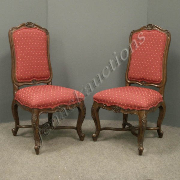 PAIR FRENCH PROVINCIAL FRUITWOOD SIDE CHAIRS