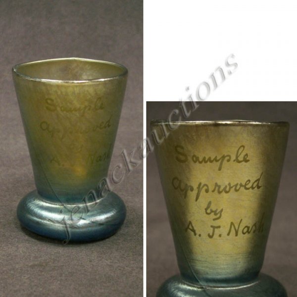 L.C. TIFFANY IRIDESCENT ART GLASS CABINET VASE