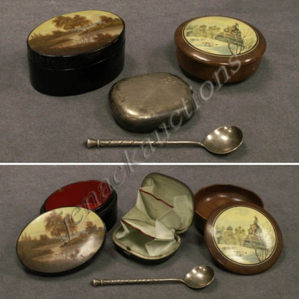 LOT (4) RUSSIAN INCLUDING .84 SILVER SPOON & BOX