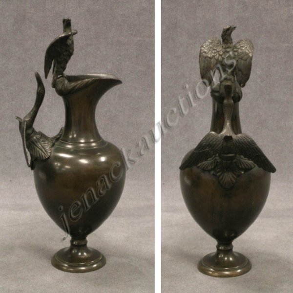 ROMAN FORM BRONZE FIGURAL EWER, GRAND TOUR ERA