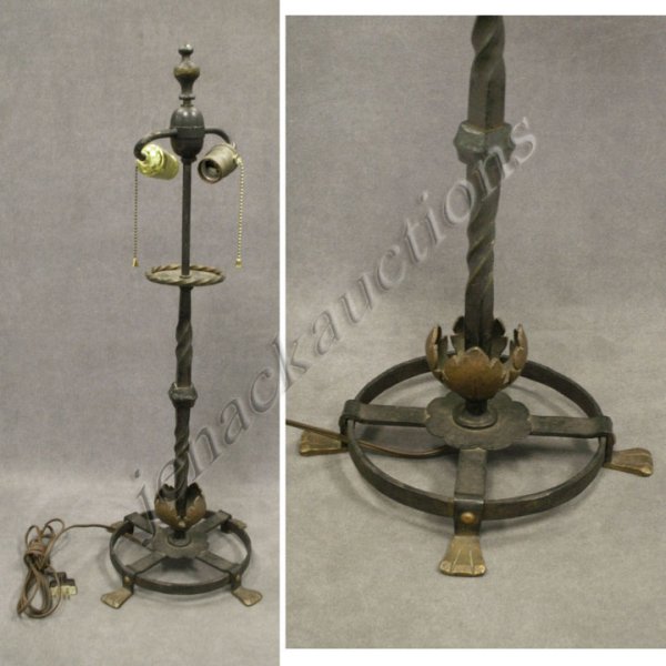 OSCAR BACH STYLE WROUGHT IRON CANDLESTICK LAMP: OSCAR BACH STYLE WROUGHT IRON CANDLESTICK LAMP. HEIGHT 29"
