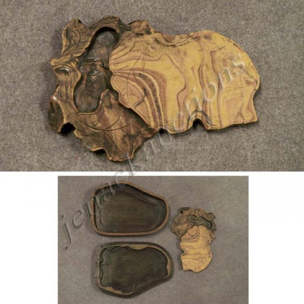 CHINESE JASPER INK STONE/CASED: CHINESE JASPER INK STONE/CASED. LENGTH 3"