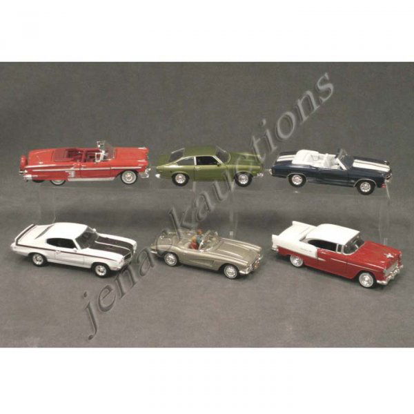 LOT (6) DIE CAST AUTOMOBILES: LOT (6) DIE CAST AUTOMOBILES INCLUDING 1958 CORVETTE ROADSTER, 1970 BUICK GSX COUPE, 1958 CHEVROLET IMPALA CONVERTIBLE, 1955 CHEVROLET BEL AIR COUPE, 1971 CHEVROLET CHEVEL SS454 CONVERTIBLE, 1971 CHEV