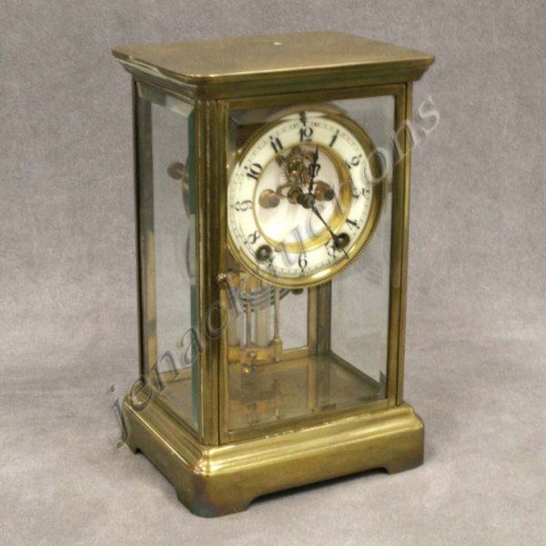 225 NEW HAVEN BRASS/CRYSTAL REGULATOR SHELF CLOCK