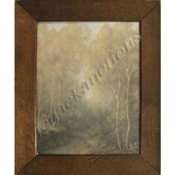 SOREN EMIL CARLSEN (AMERICAN 1848-1932), PASTEL: SOREN EMIL CARLSEN (AMERICAN 1848-1932), PASTEL ON TEXTURED PAPER, WOODED GLEN, SIGNED '26. SHEET 15 1/2 X 12"; FRAMED AND GLAZED-20 X 16"