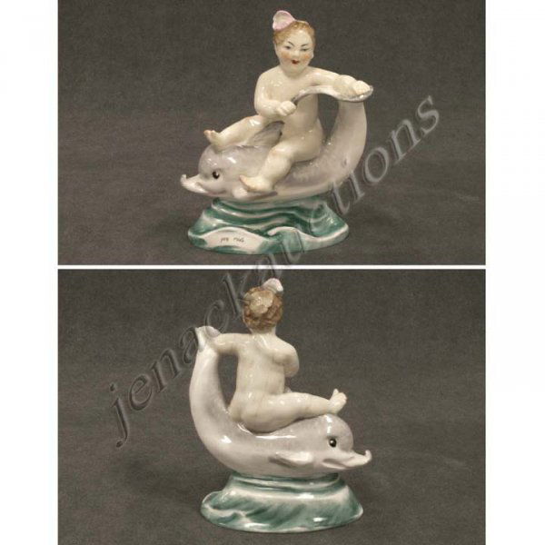ROYAL WORCESTER DECORATED PORCELAIN FIGURE: ROYAL WORCESTER DECORATED PORCELAIN FIGURE, "JOY RIDE", #3496, SIGNED. HEIGHT 6" (POSSIBLE FIRING CRACKS)