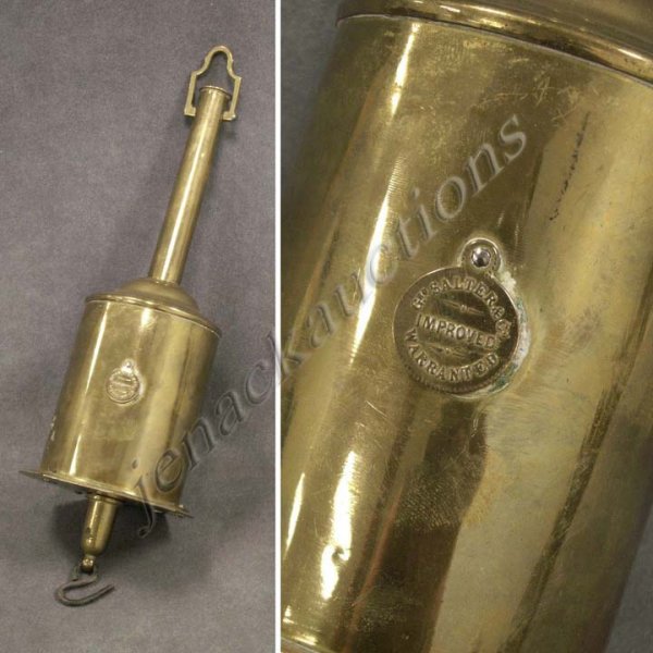 CHARLES SALTER CO. BRASS MECHANICAL SPIT JACK: CHARLES SALTER CO. BRASS MECHANICAL SPIT JACK. HEIGHT 14"
