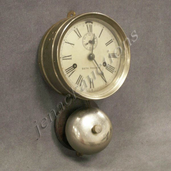 SETH THOMAS SHIPS CLOCK: SETH THOMAS SHIPS CLOCK. HEIGHT 10 1/2"; DIAMETER/DIAL 6 1/4"
