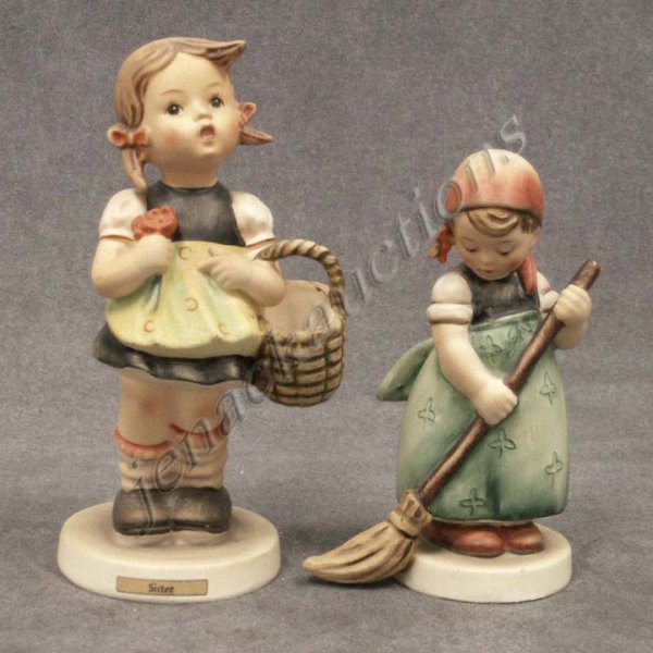 LOT (2) HUMMEL FIGURINES, VEE BEES INCLUDING #171: LOT (2) HUMMEL FIGURINES, VEE BEES INCLUDING #171 LITTLE SWEEPER, HEIGHT 4 1/2" & #98 SISTER, HEIGHT 5 3/4"