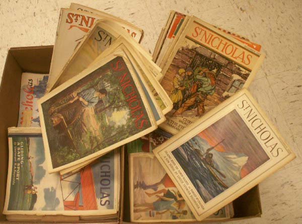 LOT (2) BOXES ASSORTED VINTAGE ST. NICHOLAS MAGS: LOT (2) BOXES ASSORTED VINTAGE ST. NICHOLAS MAGAZINES, 1920-30'S