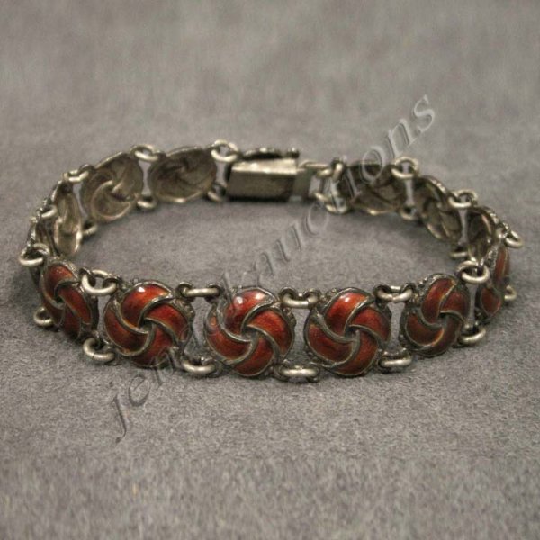 DANISH STERLING ENAMELED BRACELET, SIGNED MEKA