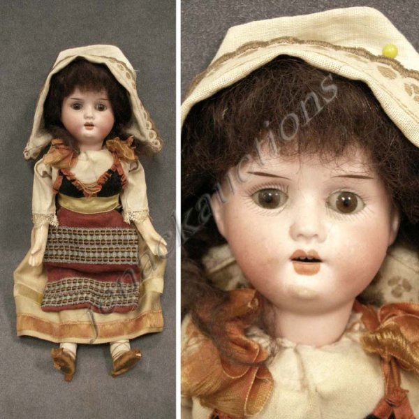 HEUBACH KOPPELDORF BISQUE HEAD DOLL #250: HEUBACH KOPPELDORF BISQUE HEAD DOLL #250 WITH FIX EYES, OPEN MOUTH & COMPOSITION BODY. HEIGHT 11"