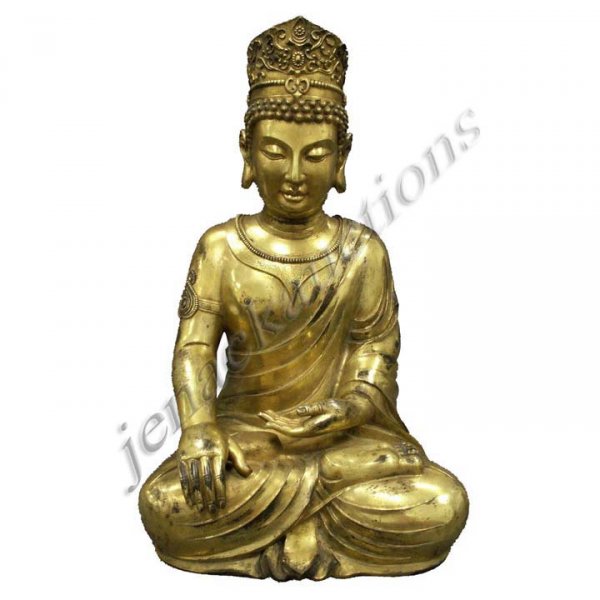 CHINESE GILT BRONZE SEATED BUDDHA