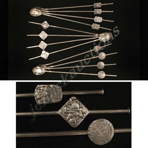 LOT (12) STERLING STRAWS (3/SETS): LOT (12) STERLING STRAWS (3/SETS). LENGTH 9 3/4"; 5.7 OZT