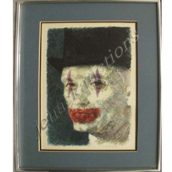 JOSEPH HIRSCH (AMERICAN 1910-1981) LITHOGRAPH: JOSEPH HIRSCH (AMERICAN 1910-1981) LITHOGRAPH, HARLEQUIN, PENCIL SIGNED. SIGHT 17 X 11"; FRAMED & GLAZED-23 X 17"