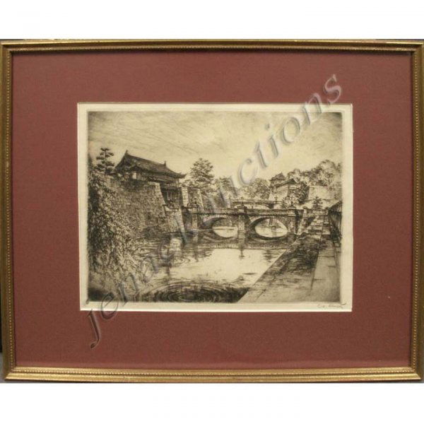 ANTON SCHUTZ (AMERICAN 1894-1977), ETCHING "TOKYO: ANTON SCHUTZ (AMERICAN 1894-1977), ETCHING "TOKYO NIHONBASHI", SIGNED IN PENCIL. 9 1/2 X 12 1/2"; FRAMED AND GLAZED 15 3/4 X 19 1/2"