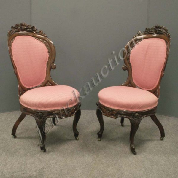 JOHN HENRY BELTER PAIR ROSEWOOD SIDE CHAIRS