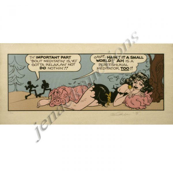 AL CAPP (AMERICAN 1909-1979), SERIGRAPH ON CANVAS: AL CAPP (AMERICAN 1909-1979), SERIGRAPH ON CANVAS, "HAIN'T IT A SMALL WORLD!", SIGNED & DATED 1975, #196/250. SHEET 17 X 36"