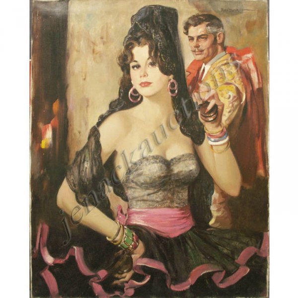 RICO TOMASO (AMERICAN/CONNECTICUT 1895-1985) OIL O: RICO TOMASO (AMERICAN/CONNECTICUT 1895-1985) OIL ON CANVAS, SPANISH DANCER, SIGNED. 38 X 40"