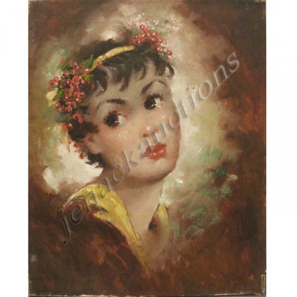 ATTRIBUTED TO SUZANNE EISENDIECK: ATTRIBUTED TO SUZANNE EISENDIECK (FRENCH 1908-1998), OIL ON CANVAS, SPRITE. 20 X 16"