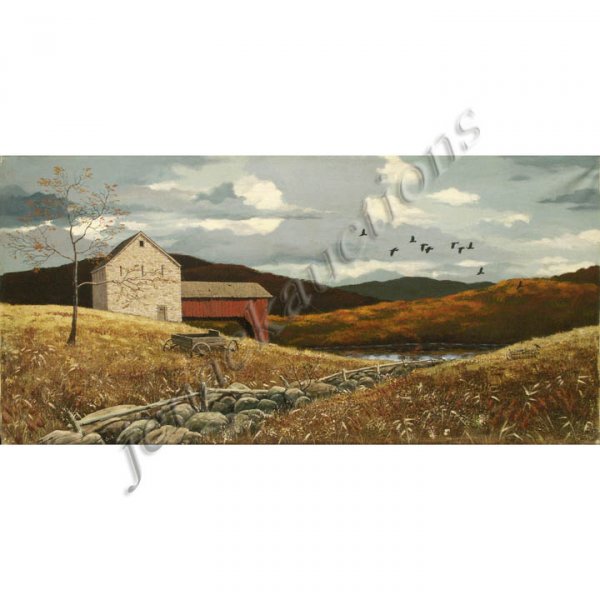 GAETAN COHELEACH (AMERICAN 20TH CENTURY), OIL ON C: GAETAN COHELEACH (AMERICAN 20TH CENTURY), OIL ON CANVAS, OLD STONE BARN. 30 X 40"