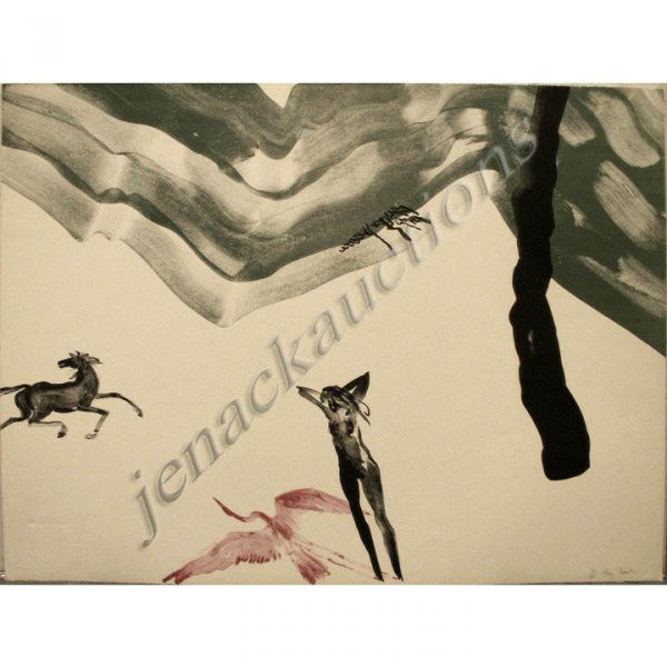 MARY FRANK (AMERICAN/NEW YORK 1933-) LITHOGRAPH: MARY FRANK (AMERICAN/NEW YORK 1933-) LITHOGRAPH, "LEDA" SIGNED #10/60, C.1972. SHEET 22 X 30"