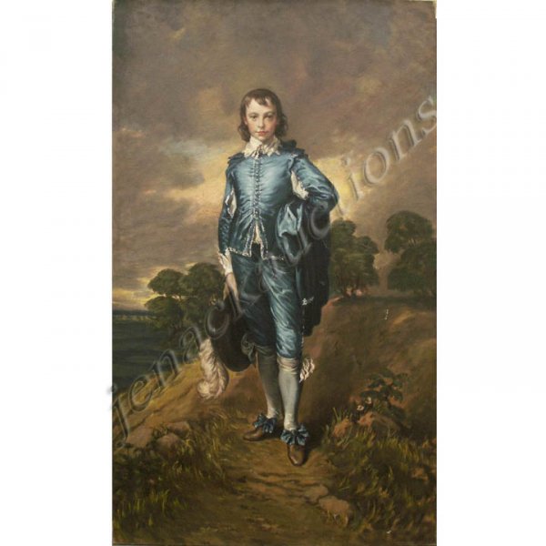 AFTER THOMAS GAINSBOROUGH, OIL ON CANVAS: AFTER THOMAS GAINSBOROUGH, OIL ON CANVAS, "THE BLUE BOY", 20TH CENTURY. 40 X 24"