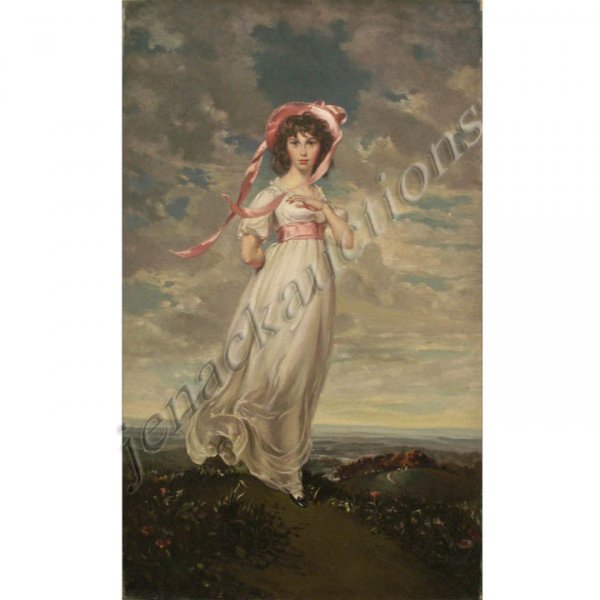 AFTER SIR THOMAS LAWRENCE, OIL ON CANVAS, "PINKIE": AFTER SIR THOMAS LAWRENCE, OIL ON CANVAS, "PINKIE", 20TH CENTURY. 40 X 24"