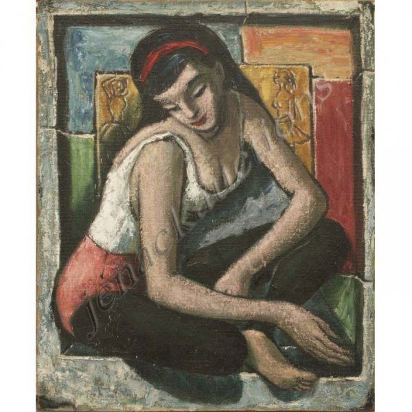 ALBERT PELS (AMERICAN/NEW YORK 1910-1998) OIL: ALBERT PELS (AMERICAN/NEW YORK 1910-1998) OIL ON MASONITE, ARTIST'S MODEL, SIGNED. 22 X 17"