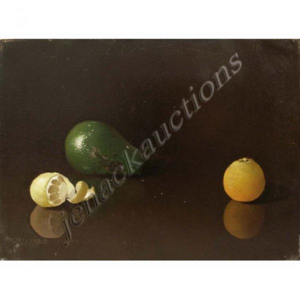 AUGUST ALBO (RUSSIAN/AMERICAN 1893-1963) OIL: AUGUST ALBO (RUSSIAN/AMERICAN 1893-1963) OIL ON CANVAS, AVACADO, ORANGE, AND LEMON, SIGNED. 18 X 24"