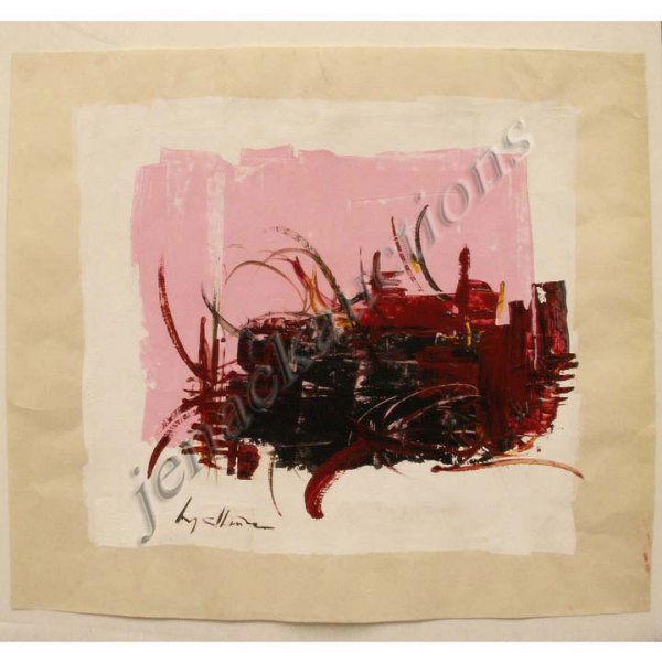 GEORGES MATHIEU (FRENCH 1921-) OIL ON PAPER: GEORGES MATHIEU (FRENCH 1921-) OIL ON PAPER, UNTITLED ABSTRACT, SIGNED. SHEET 13 X 14 3/4" (LOOSE)