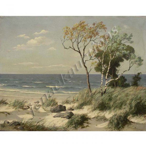 AUGUST ALBO (RUSSIAN/AMERICAN 1893-1963), OIL: AUGUST ALBO (RUSSIAN/AMERICAN 1893-1963), OIL ON CANVAS, BEACH SCENES, SIGNED. 22 X 28"