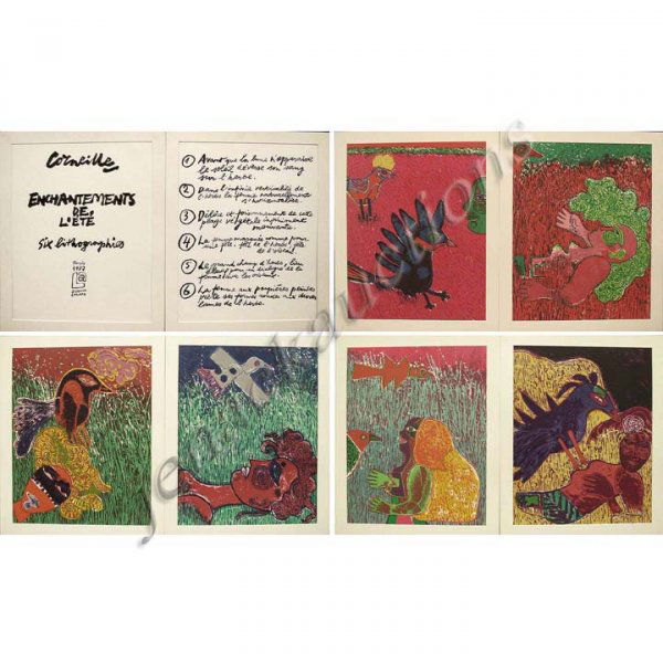 CORNEILLE GUILLAUME BEVERLOO (FRENCH/DUTCH 1922-): CORNEILLE GUILLAUME BEVERLOO (FRENCH/DUTCH 1922-), SET (6) LITHOGRAPHS, "ENCHANTMENTS DE L'ETE', EACH SIGNED #4/75, 177. SHEETS 23 1/2 X 19 3/4" (INCLUDING COVER SHEET & INDEX)